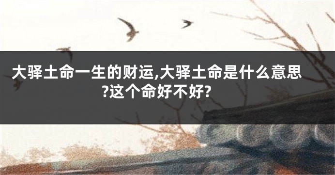 大驿土命一生的财运,大驿土命是什么意思?这个命好不好?