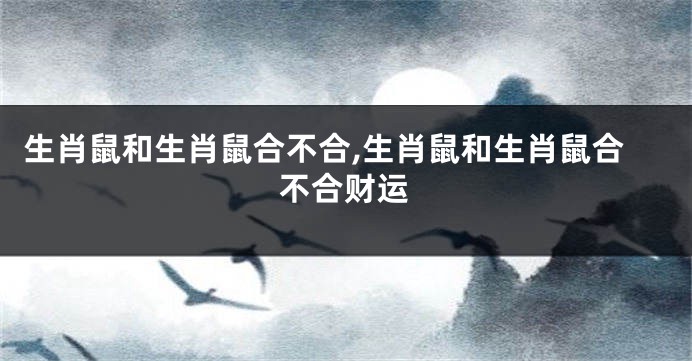 生肖鼠和生肖鼠合不合,生肖鼠和生肖鼠合不合财运