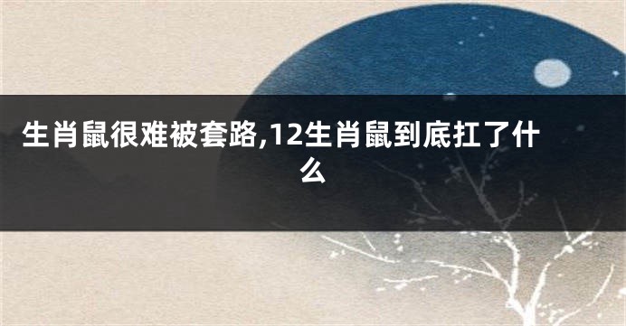 生肖鼠很难被套路,12生肖鼠到底扛了什么