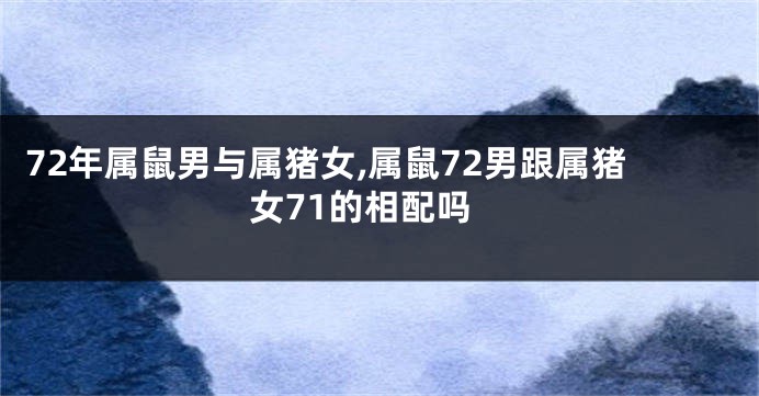72年属鼠男与属猪女,属鼠72男跟属猪女71的相配吗