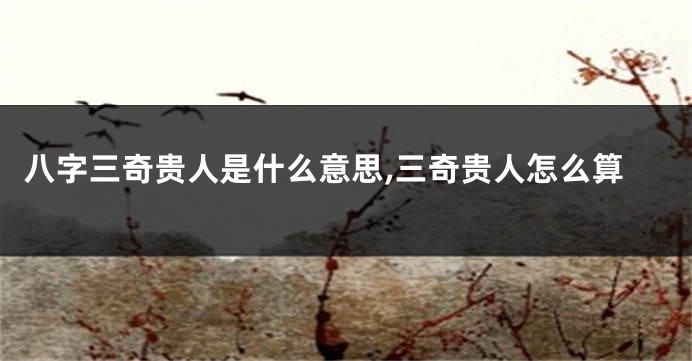 八字三奇贵人是什么意思,三奇贵人怎么算