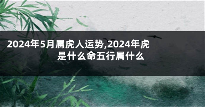 2024年5月属虎人运势,2024年虎是什么命五行属什么