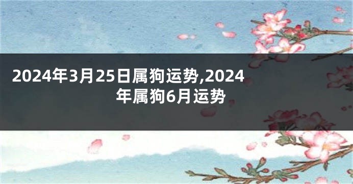 2024年3月25日属狗运势,2024年属狗6月运势