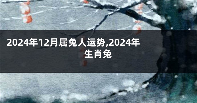 2024年12月属兔人运势,2024年生肖兔