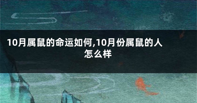 10月属鼠的命运如何,10月份属鼠的人怎么样