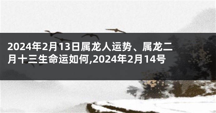 2024年2月13日属龙人运势、属龙二月十三生命运如何,2024年2月14号