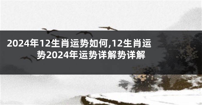 2024年12生肖运势如何,12生肖运势2024年运势详解势详解