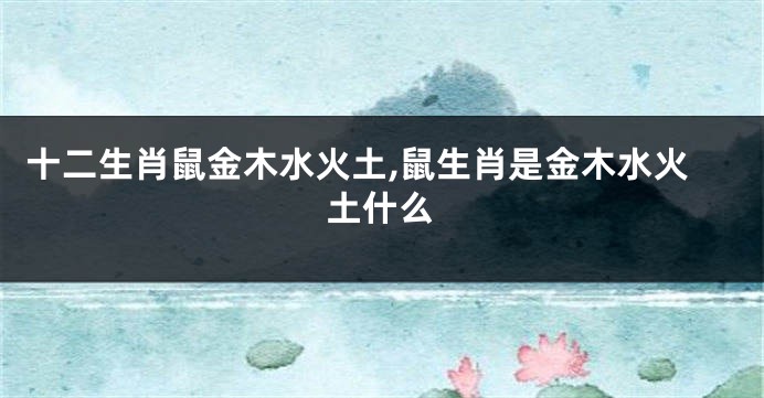 十二生肖鼠金木水火土,鼠生肖是金木水火土什么