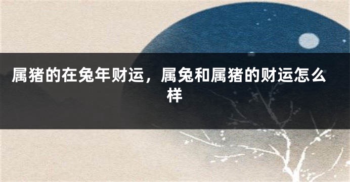 属猪的在兔年财运，属兔和属猪的财运怎么样