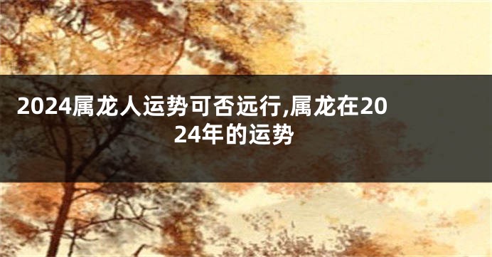 2024属龙人运势可否远行,属龙在2024年的运势