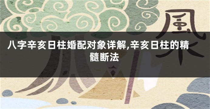 八字辛亥日柱婚配对象详解,辛亥日柱的精髓断法