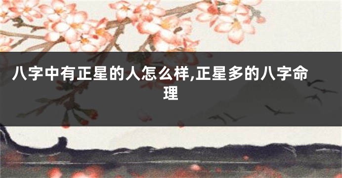 八字中有正星的人怎么样,正星多的八字命理