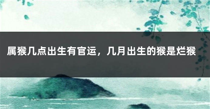 属猴几点出生有官运，几月出生的猴是烂猴