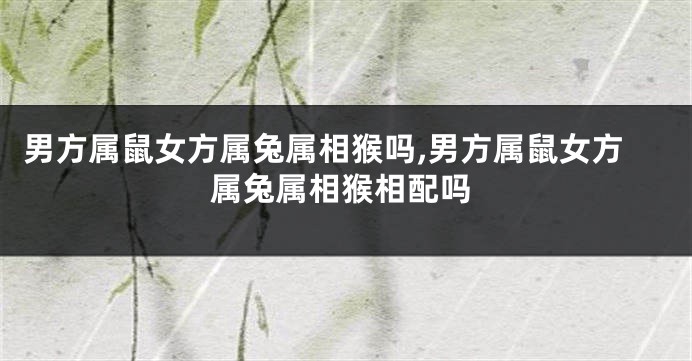 男方属鼠女方属兔属相猴吗,男方属鼠女方属兔属相猴相配吗