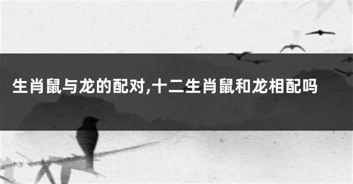 生肖鼠与龙的配对,十二生肖鼠和龙相配吗