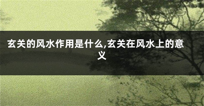玄关的风水作用是什么,玄关在风水上的意义