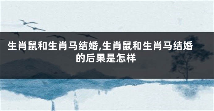 生肖鼠和生肖马结婚,生肖鼠和生肖马结婚的后果是怎样