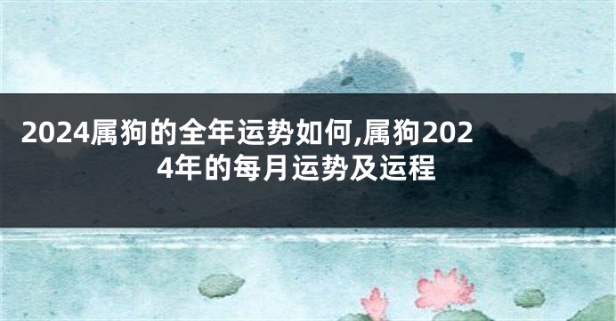 2024属狗的全年运势如何,属狗2024年的每月运势及运程