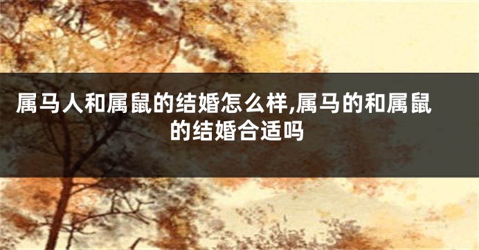 属马人和属鼠的结婚怎么样,属马的和属鼠的结婚合适吗