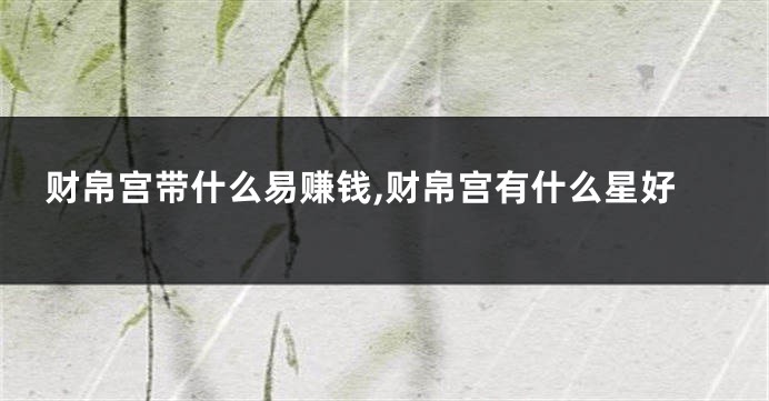 财帛宫带什么易赚钱,财帛宫有什么星好