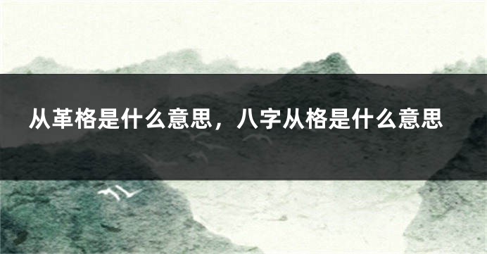 从革格是什么意思,八字从格是什么意思