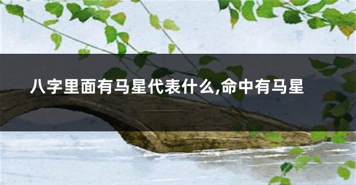 八字里面有马星代表什么,命中有马星