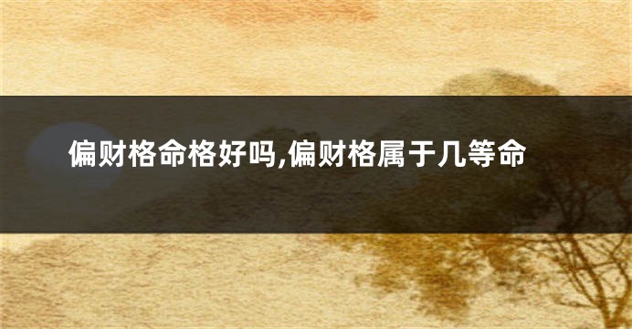 偏财格命格好吗,偏财格属于几等命