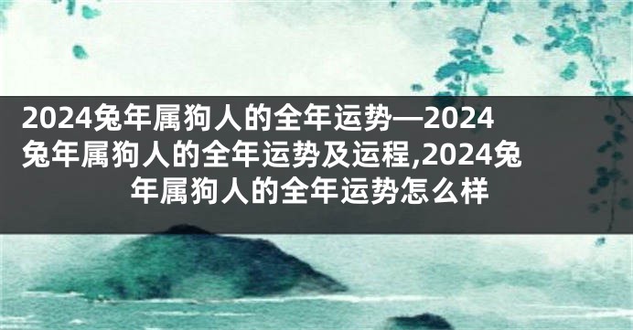 2024兔年属狗人的全年运势—2024兔年属狗人的全年运势及运程,2024兔年属狗人的全年运势怎么样
