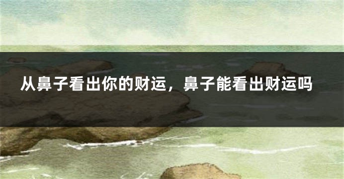 从鼻子看出你的财运,鼻子能看出财运吗