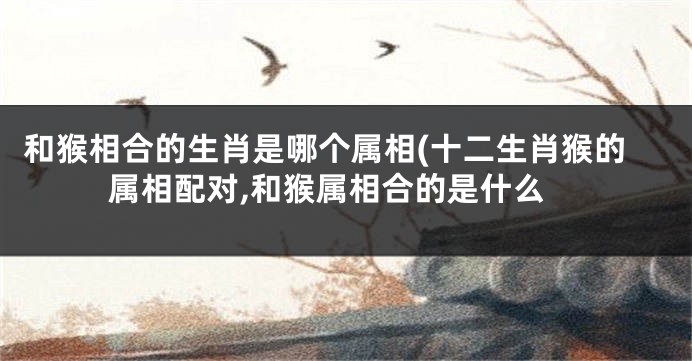 和猴相合的生肖是哪个属相(十二生肖猴的属相配对,和猴属相合的是什么