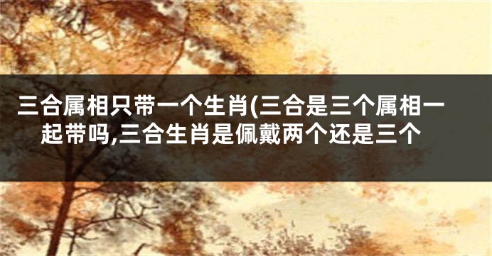 三合属相只带一个生肖(三合是三个属相一起带吗,三合生肖是佩戴两个还是三个