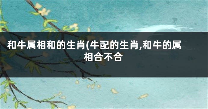 和牛属相和的生肖(牛配的生肖,和牛的属相合不合