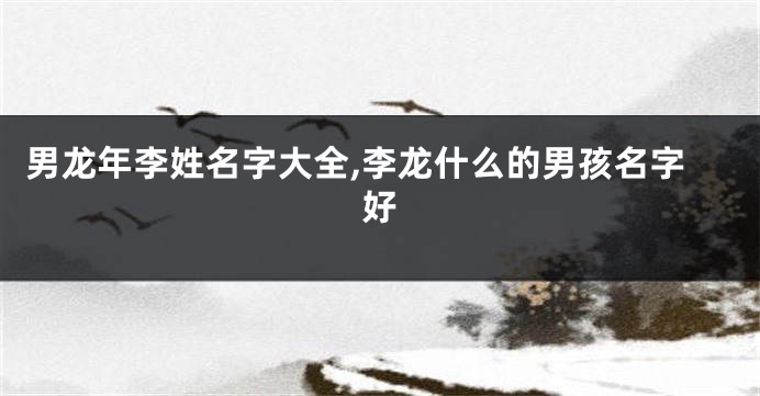 男龙年李姓名字大全,李龙什么的男孩名字好