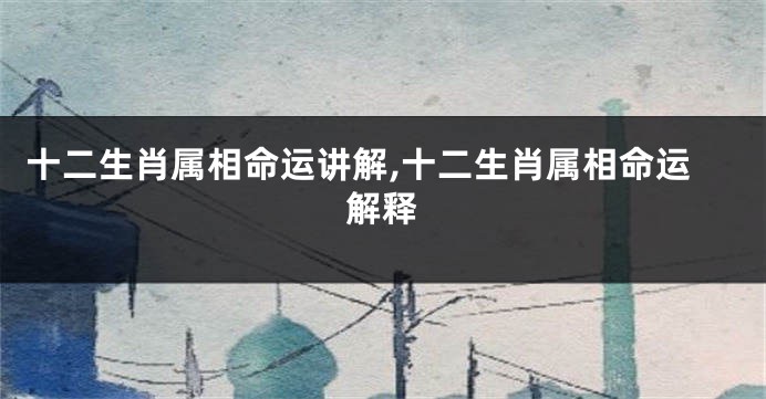 十二生肖属相命运讲解,十二生肖属相命运解释