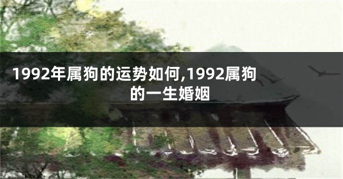 1992年属狗的运势如何,1992属狗的一生婚姻