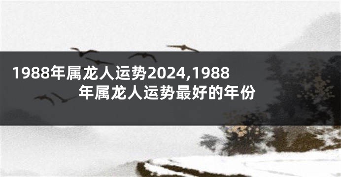1988年属龙人运势2024,1988年属龙人运势最好的年份