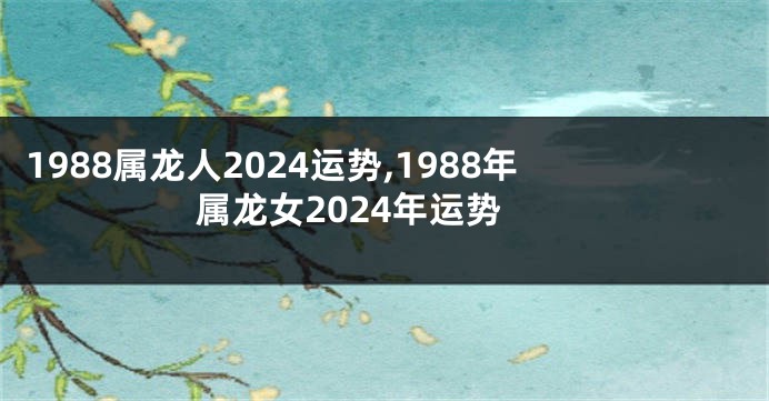 1988属龙人2024运势,1988年属龙女2024年运势