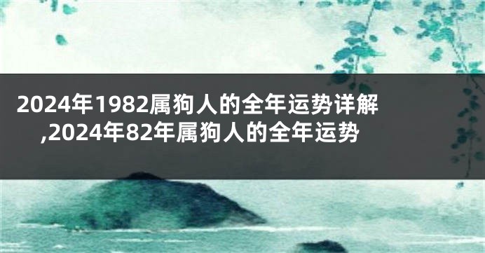 2024年1982属狗人的全年运势详解,2024年82年属狗人的全年运势