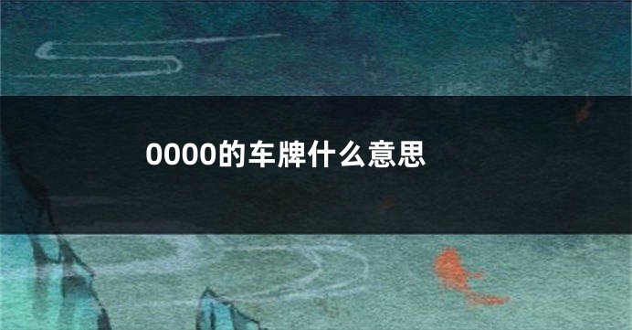 0000的车牌什么意思