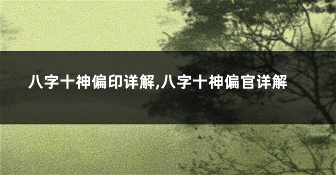 八字十神偏印详解,八字十神偏官详解