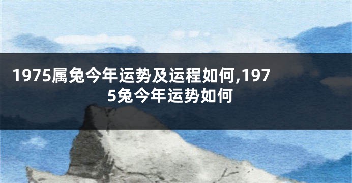 1975属兔今年运势及运程如何,1975兔今年运势如何