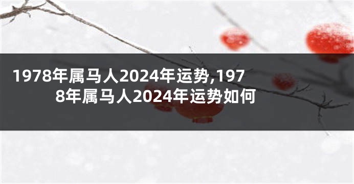 1978年属马人2024年运势,1978年属马人2024年运势如何