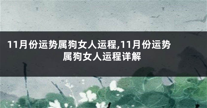 11月份运势属狗女人运程,11月份运势属狗女人运程详解