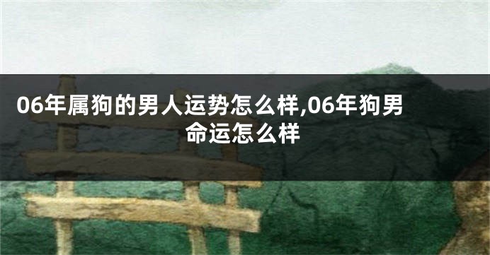 06年属狗的男人运势怎么样,06年狗男命运怎么样