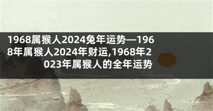 1968属猴人2024兔年运势—1968年属猴人2024年财运,1968年2023年属猴人的全年运势