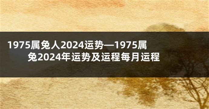 1975属兔人2024运势—1975属兔2024年运势及运程每月运程