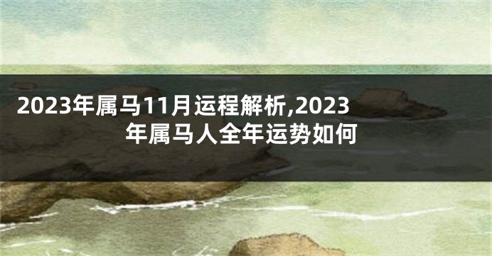 2023年属马11月运程解析,2023年属马人全年运势如何