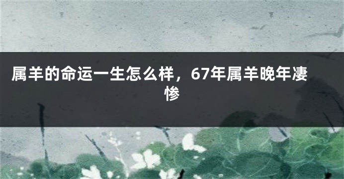 属羊的命运一生怎么样，67年属羊晚年凄惨