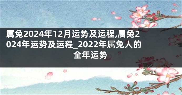 属兔2024年12月运势及运程,属兔2024年运势及运程_2022年属兔人的全年运势