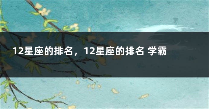 12星座的排名,12星座的排名 学霸
